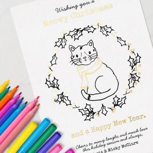 Carte De Vœux En Aluminium Meowy Christmas Chat mignon en Écharpe