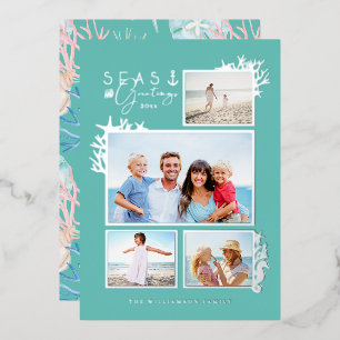 Carte De Vœux En Aluminium Mer côtière et salutations Océan Turquoise Cadre p