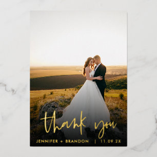 Carte De Vœux En Aluminium Merci à huile or classique Photo Mariage
