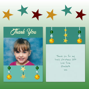 Carte De Vœux En Aluminium Merci pour cadeaux de Noël photo vert