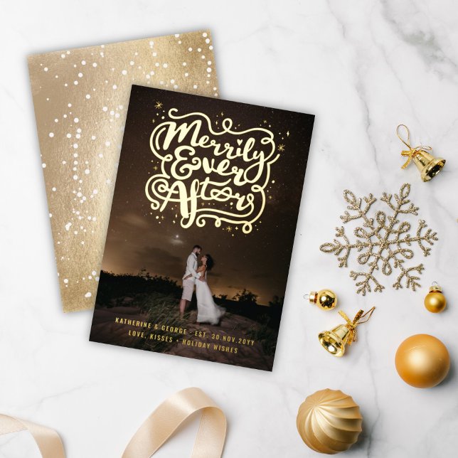 Carte De Vœux En Aluminium Merrily Ever Après Knot & Sparkles Photo Mariage (Créateur téléchargé)