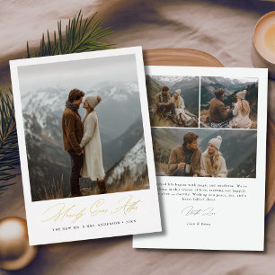 Carte De Vœux En Aluminium Merrily Jamais après Mariage Noël Photo Gold