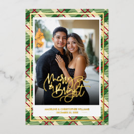 Carte De Vœux En Aluminium Merry Bright Couple Christmas Plaid