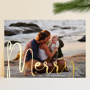 Carte De Vœux En Aluminium Merry Gold   Christmas Full Bleed Photo Modern