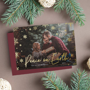 Carte De Vœux En Aluminium Merry Magic   Snowflake Overlay Photo Christmas