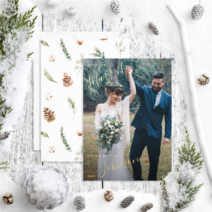 Carte De Vœux En Aluminium Merry & Marié Coton Winter Wedding Photo
