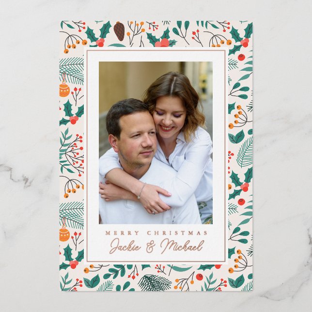 Carte De Vœux En Aluminium MERRY NOËL | Ajouter votre photo (Recto)