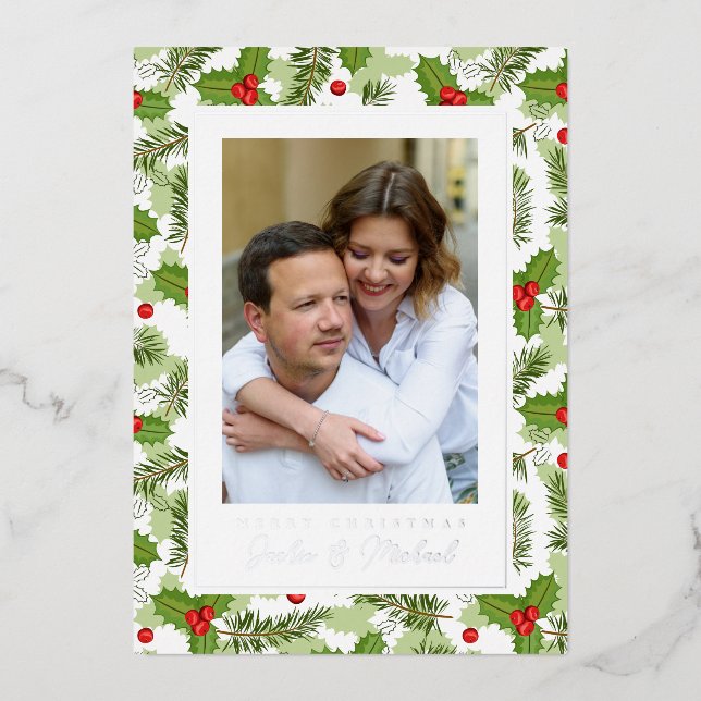 Carte De Vœux En Aluminium MERRY NOËL | Ajouter votre photo (Recto)