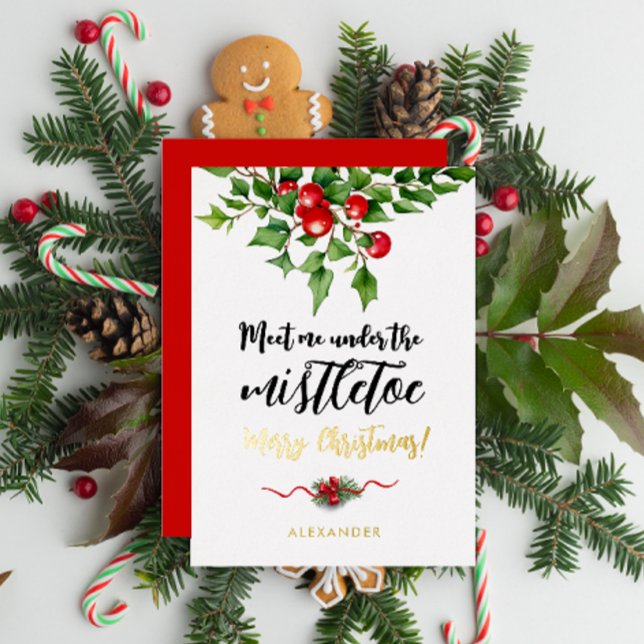 Carte De Vœux En Aluminium Mignonne Aquarelle Rouge et vert de Noël (Créateur téléchargé)