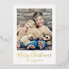Carte De Vœux En Aluminium Mini huile d'or Joyeux Portrait de Noël