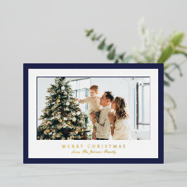 Carte De Vœux En Aluminium Miniature Bleue Photo Noël élégant