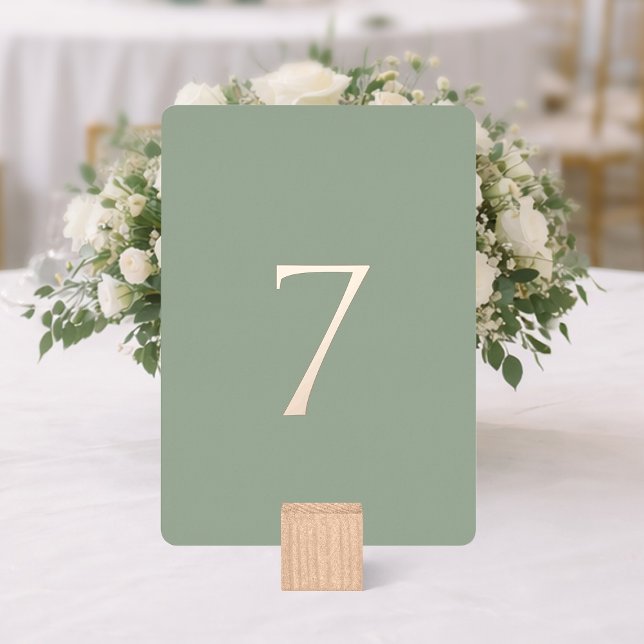 Carte De Vœux En Aluminium Minimal Sage Green Wedding Table Number (Créateur téléchargé)