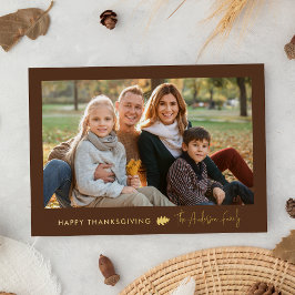 Carte De Vœux En Aluminium Minimaliste Brown et or Thanksgiving 2 Photo