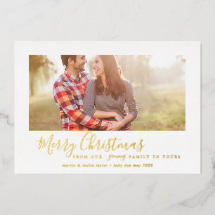 Carte De Vœux En Aluminium Minuscule huile d'or Joyeux Noël Grossissant famil