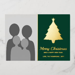 Carte De Vœux En Aluminium Modèle photo Familial Avec Arbre De Noël En Vert