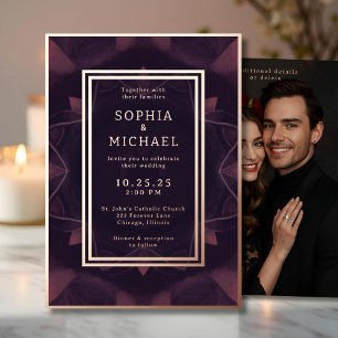 Carte De Vœux En Aluminium Modèle photo gothique Faire-part de mariage foncé