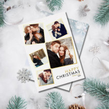 Modern 5 Photo Collage Gold de Noël