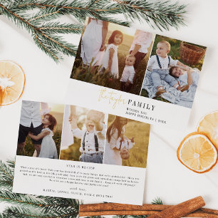 Carte De Vœux En Aluminium Modern Chic Foil Family Photo Collage Newsletter