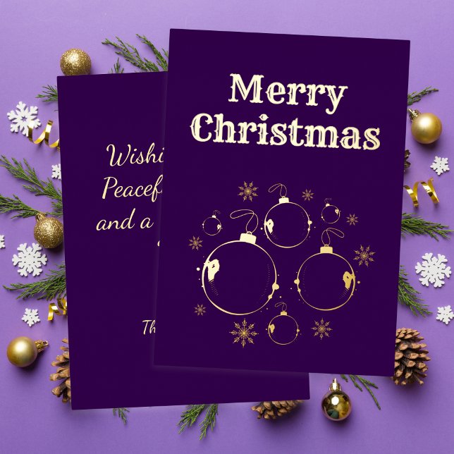 Carte De Vœux En Aluminium Modern Merry Christmas Bold Purple Gold  (Créateur téléchargé)