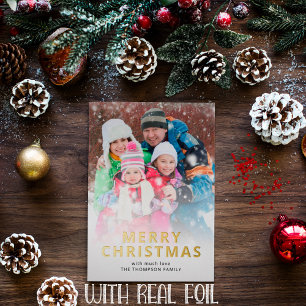 Carte De Vœux En Aluminium Modern Photo Overlay Merry Christmas 