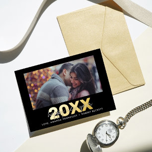 Carte De Vœux En Aluminium Modern Typography Script New Year Photo Real