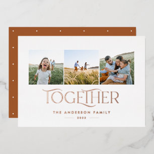 Carte De Vœux En Aluminium Moderne 3 photo rouille famille ensemble Noël 