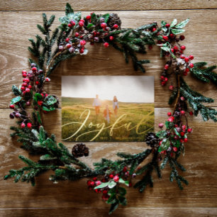 Carte De Vœux En Aluminium Moderne feuillage minimal 1 script photo élégant