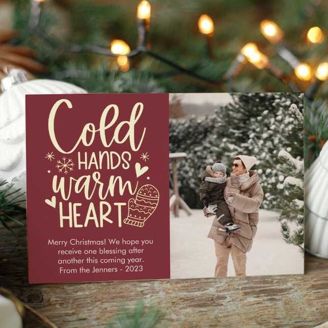 Carte De Vœux En Aluminium Moderne Froid Mains Chaud Coeur Photo Foil (Créateur téléchargé)