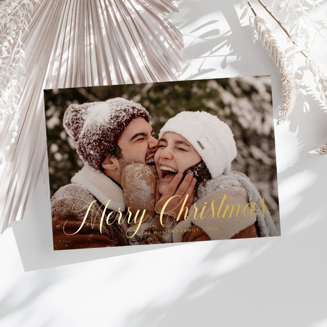 Carte De Vœux En Aluminium Moderne Joyeux Noël Branché une photo famille (Créateur téléchargé)