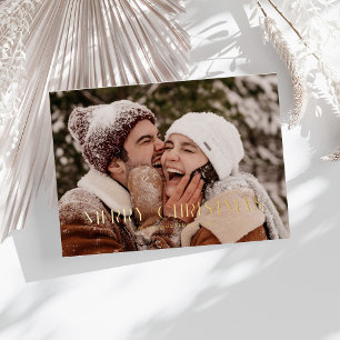 Carte De Vœux En Aluminium Moderne Joyeux Noël Branché une photo famille
