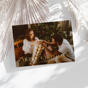 Carte De Vœux En Aluminium Moderne Joyeux Noël Branché une photo famille
