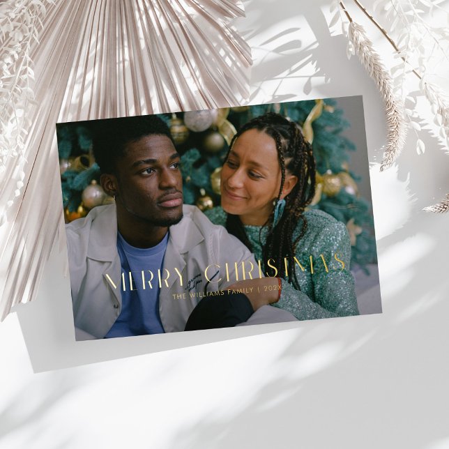Carte De Vœux En Aluminium Moderne Joyeux Noël Branché une photo famille (Créateur téléchargé)