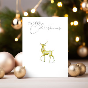 Carte De Vœux En Aluminium Moderne minimaliste Joyeux renne d'or de Noël