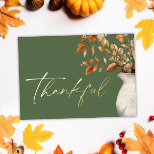 Carte De Vœux En Aluminium Moderne Rustique Thanksgiving Olive Green Thanksgi