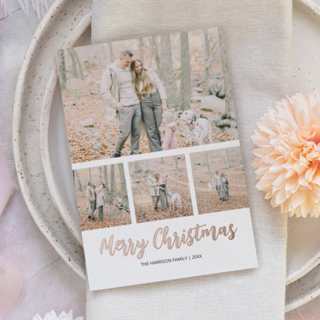 Carte De Vœux En Aluminium Moderne Simple 4 Photo Noël (Créateur téléchargé)