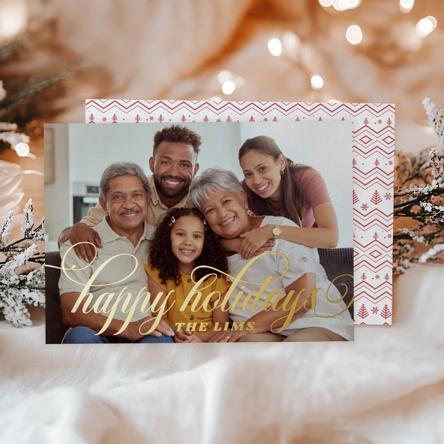 Carte De Vœux En Aluminium Motif de Noël rouge Script simple (Créateur téléchargé)