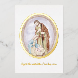 Carte De Vœux En Aluminium Nativité aquarelle Noël personnalisé