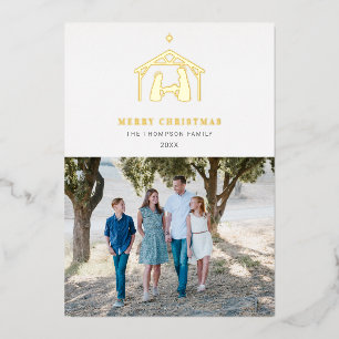 Carte De Vœux En Aluminium Nativité Joyeux Noël Blanc