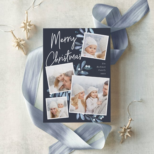 Carte De Vœux En Aluminium Naturellement Joyeux | Christmas Photo Collage (Créateur téléchargé)