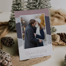 Carte De Vœux En Aluminium Neige | Colorblock Vertical Photo Warm Wishes