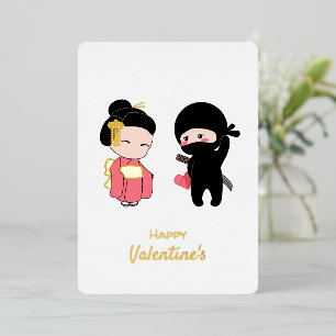 Carte De Vœux En Aluminium Ninja et Geisha Happy Valentine