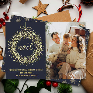 Carte De Vœux En Aluminium Noël branché Wreath Photo de Noël Real