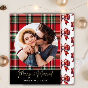 Carte De Vœux En Aluminium Noël classique Plaid Merry & Marié Photo