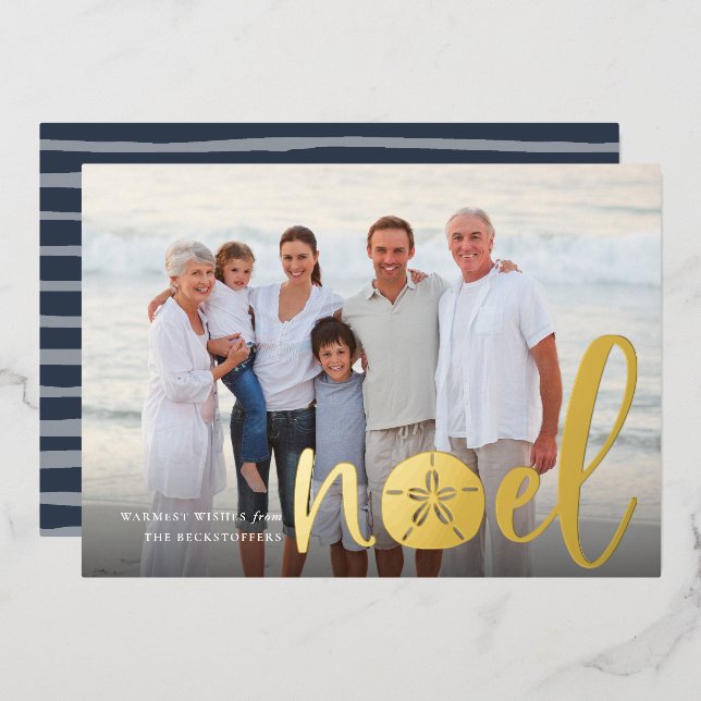 Carte De Vœux En Aluminium Noel côtier | Photo de Noël (Recto/Verso)