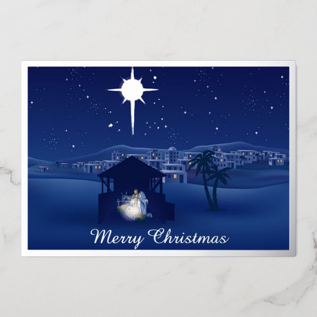 Carte De Vœux En Aluminium Noël de la Nativité (Recto)