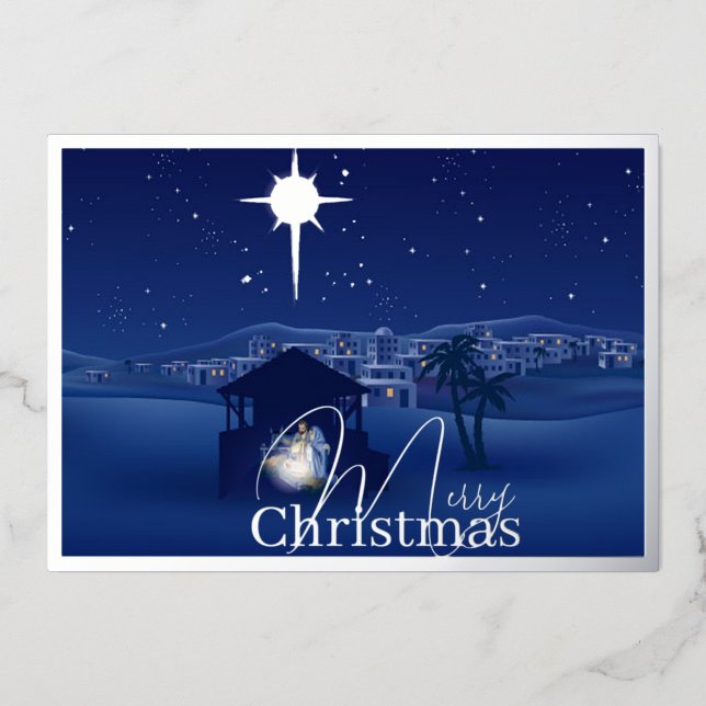 Carte De Vœux En Aluminium Noël de la Nativité (Recto)