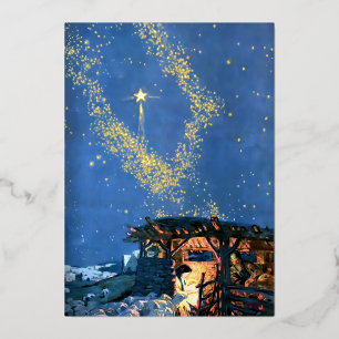 Carte De Vœux En Aluminium Noël de la première nativité Noel