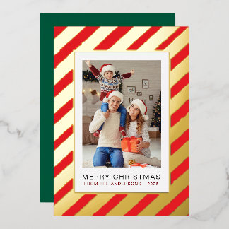Carte De Vœux En Aluminium Noël Élégant Minimaliste | Photo de Famille Modern