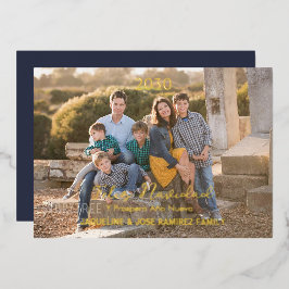 Carte De Vœux En Aluminium Noël Feliz Navidad Photo de famille espagnole Gold