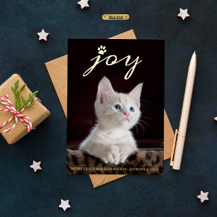 Carte De Vœux En Aluminium Noël Joie   Photo de animal réel